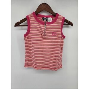 In Design Pink Striped Quarter Zip Sleeveless Ribbed Top Size 10/12